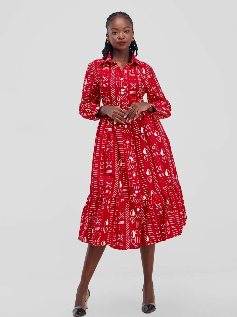 Izulu Kenderi Midi Dress - Red