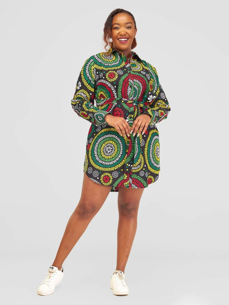 Izulu Raha 2 Dress - Green Print