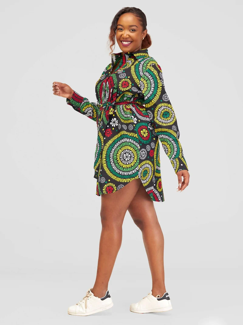 Izulu Raha 2 Dress - Green Print