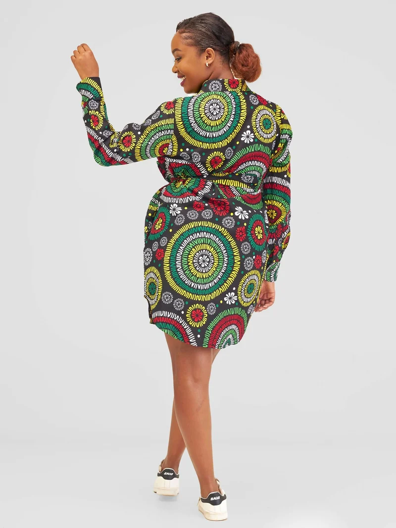Izulu Raha 2 Dress - Green Print