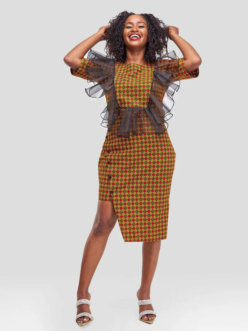 Nefpatra Ade Ankara Dress - Orange