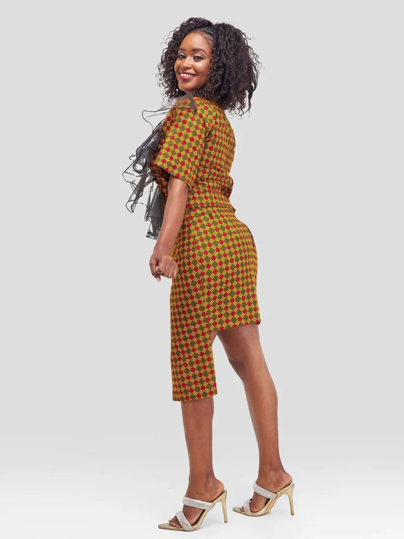 Nefpatra Ade Ankara Dress - Orange