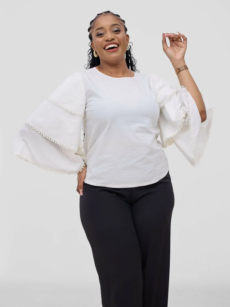 Zuana Hersnow Bell Sleeve Top - White