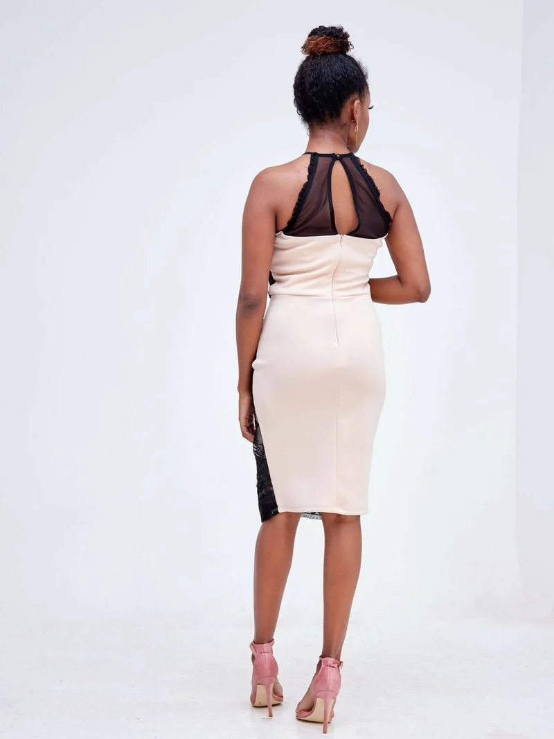 Zola Peach Lace Dress - Black