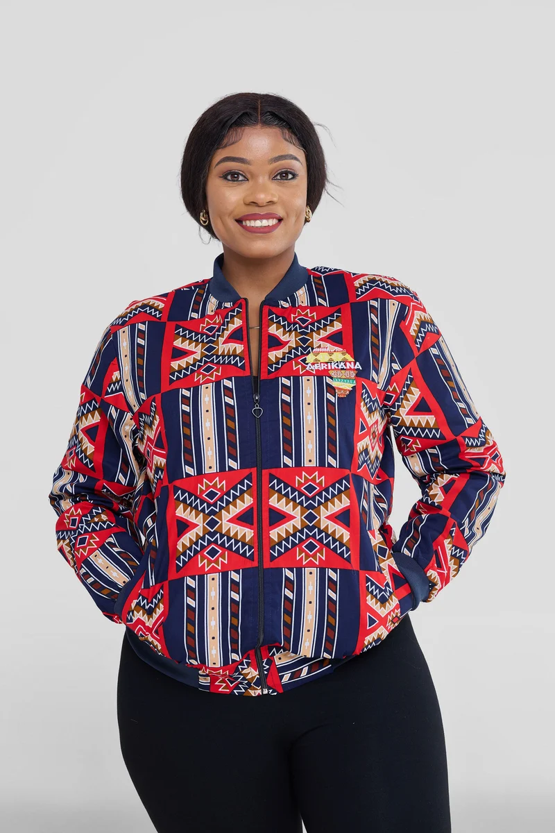 Afrikana Royal Bomber Jacket - Red Print