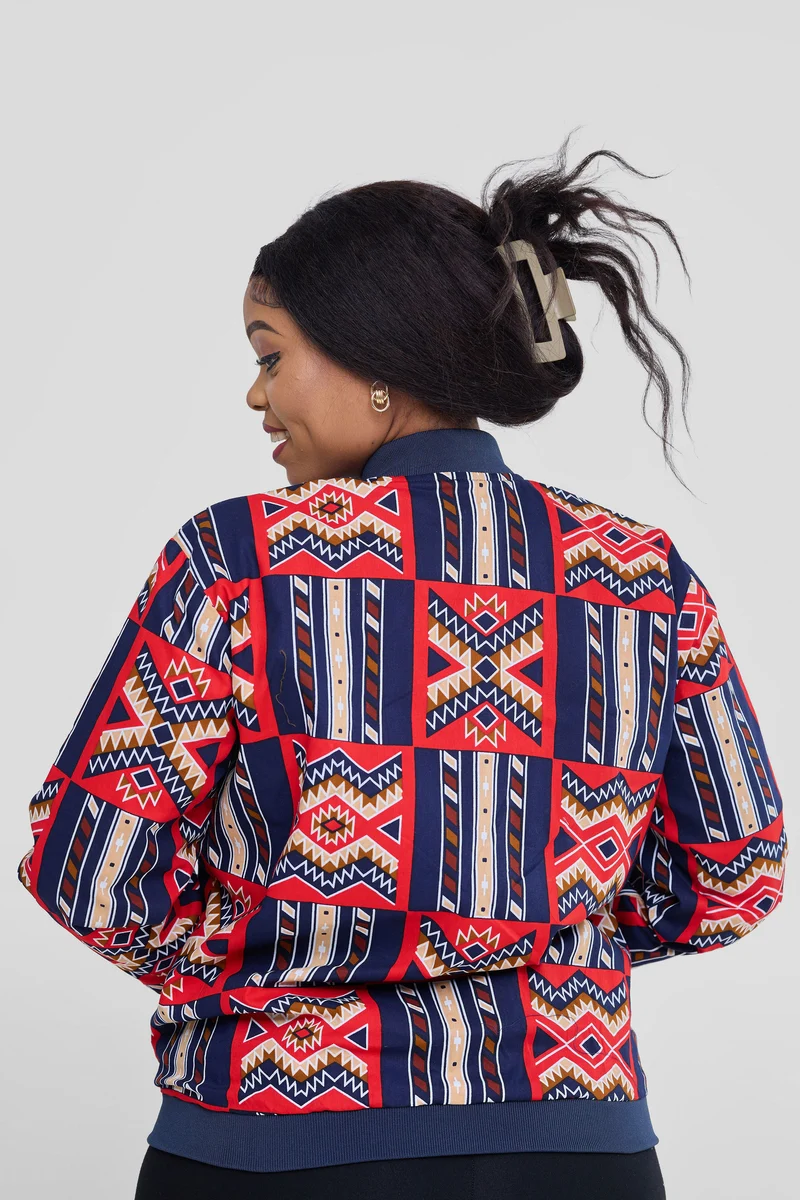 Afrikana Royal Bomber Jacket - Red Print