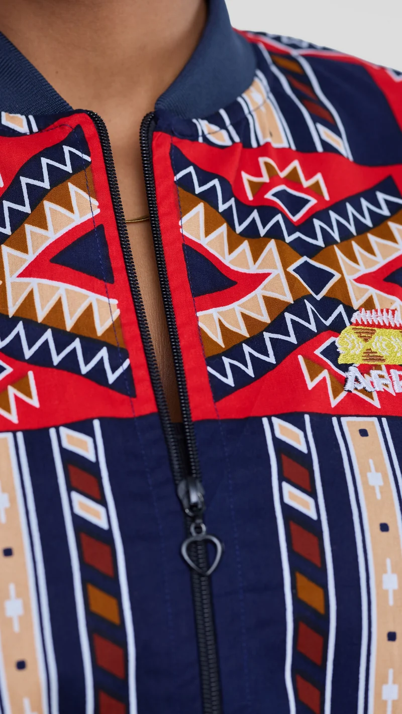Afrikana Royal Bomber Jacket - Red Print