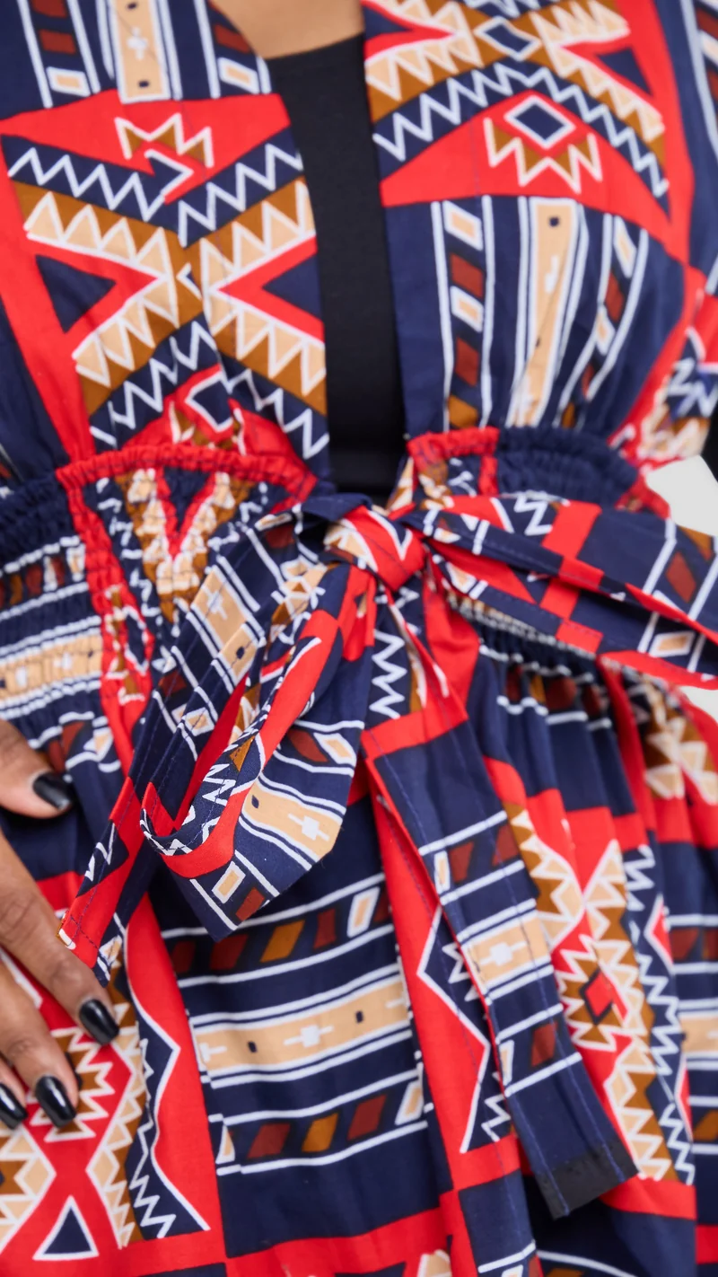 Afrikana Heritage Ankara Kimono - Red Print