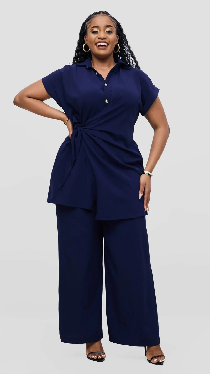 Elan CocoAfrike Panelope Two Piece Set - Navy Blue