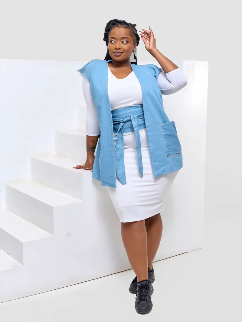 Hisi Studio Likiwaka Liote Vest Coat - Sky Blue