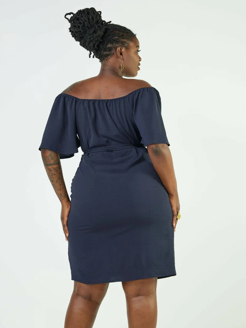 Phyls Collections Leo Off Shoulder Dress - Blue