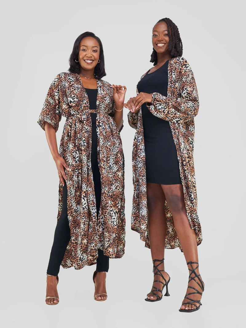 Kimono World Ke Zuri - Brown Print