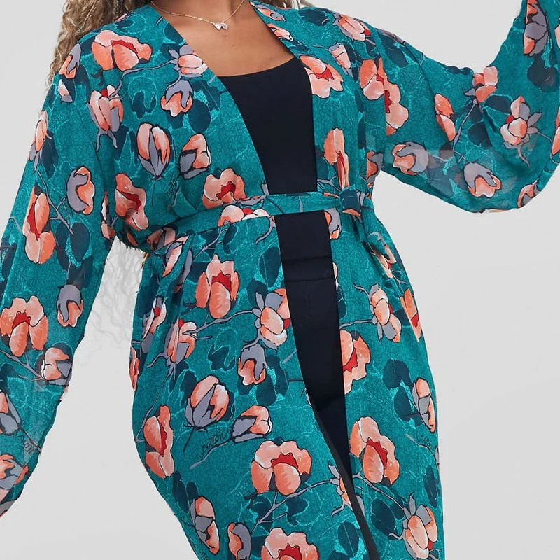 Kimono World Ke Ajani Kimono - Green Floral