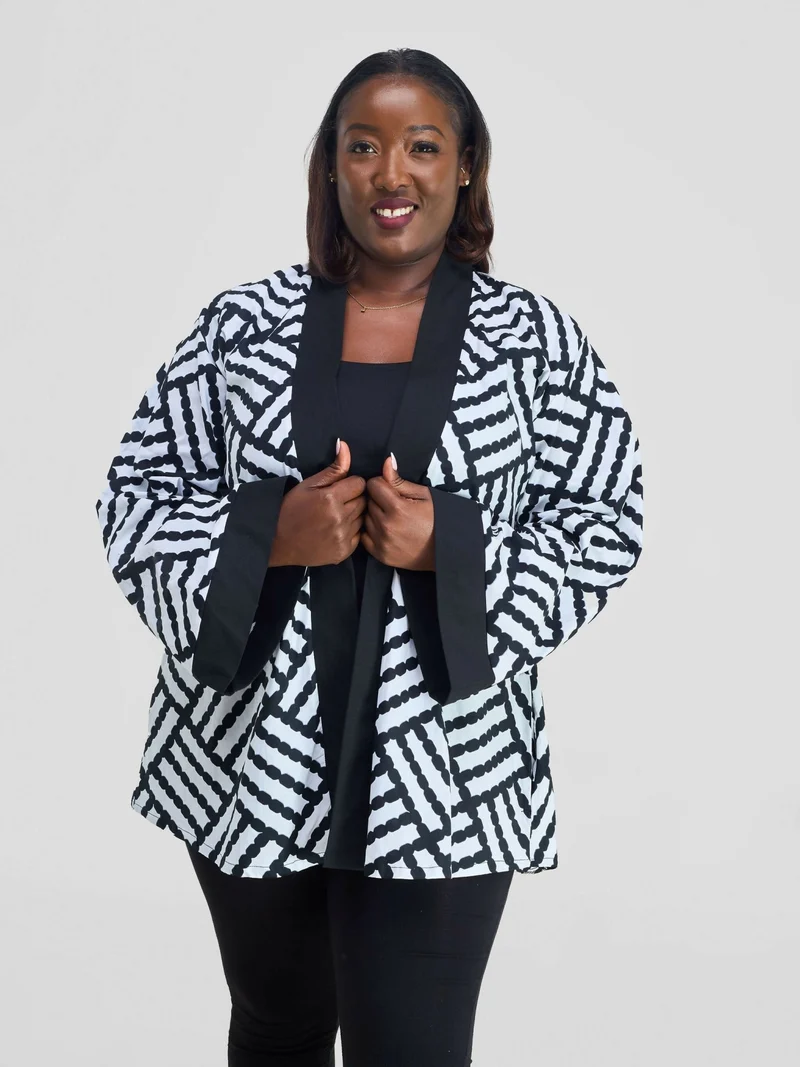 Simbaress Panda Short Kimono - White / Black
