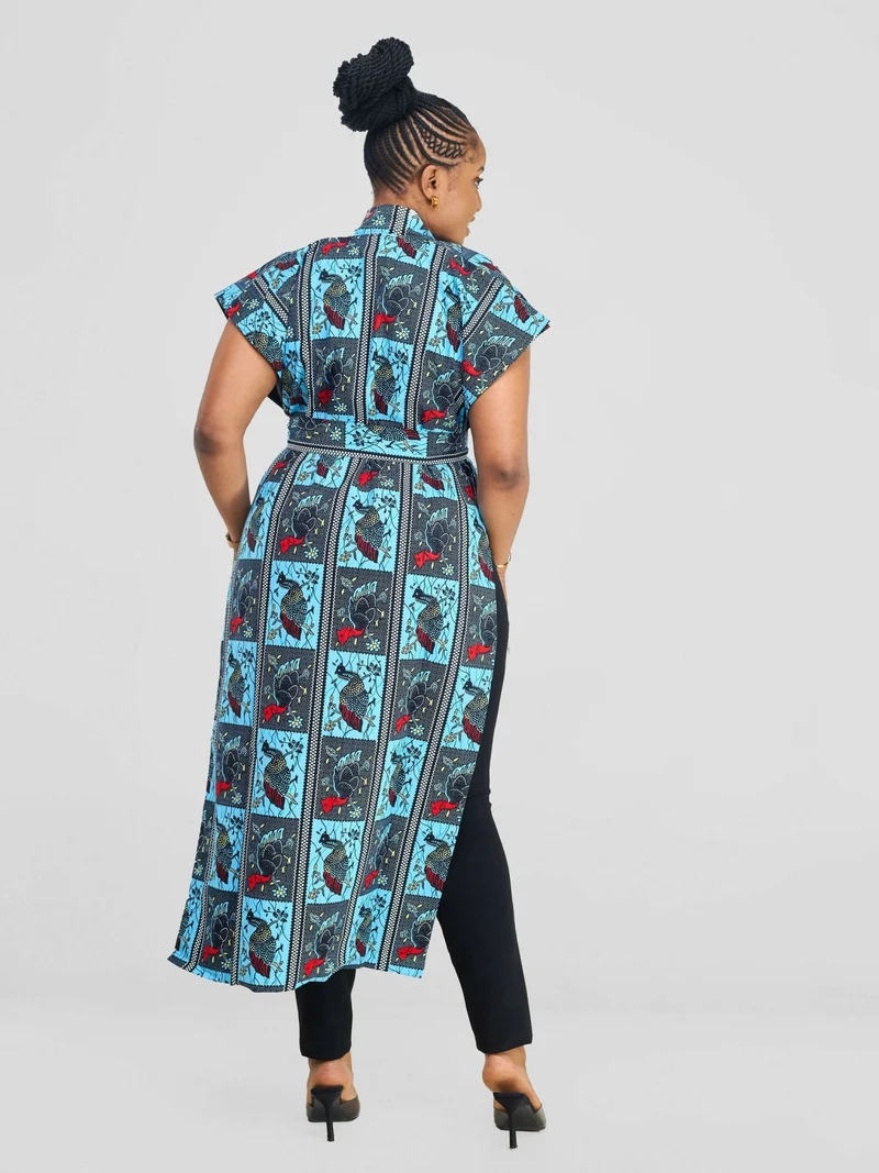 Simbaress Ndege Midi Kimono - Blue