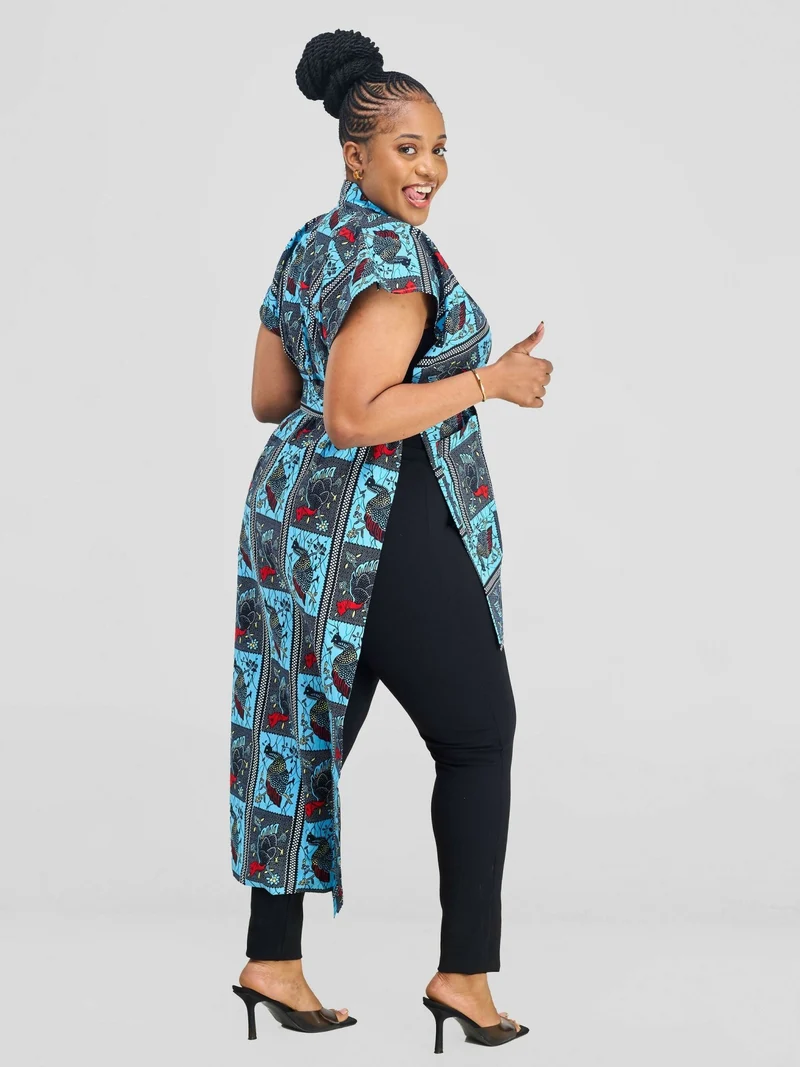Simbaress Ndege Midi Kimono - Blue