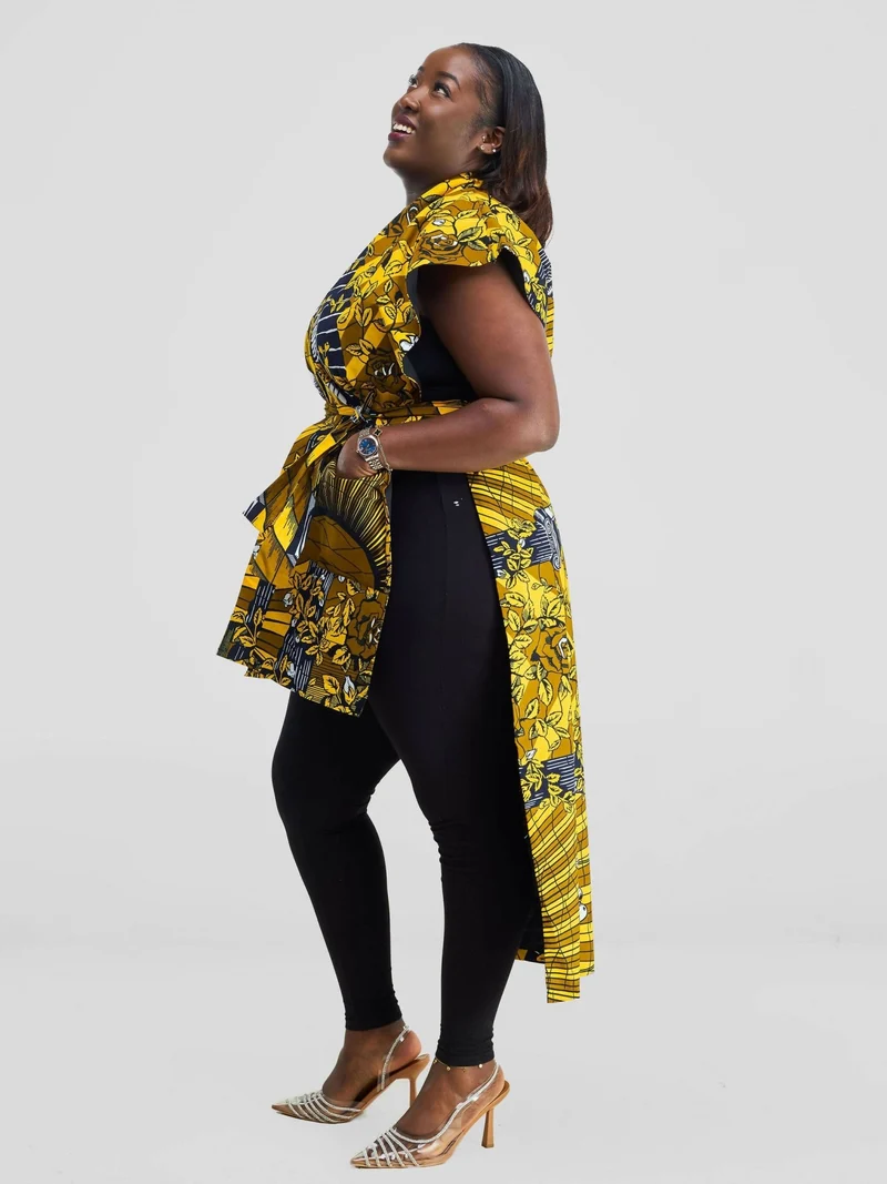 Simbaress Njano Midi Kimono - Black / Yellow