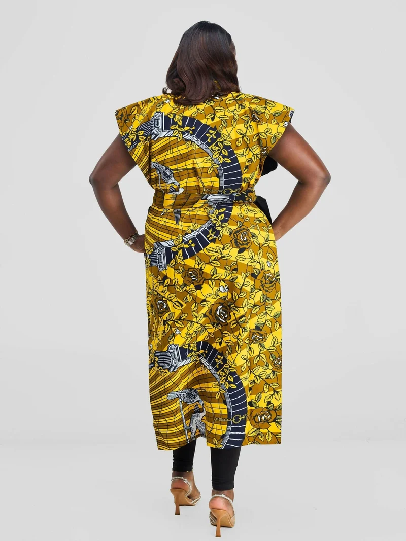 Simbaress Njano Midi Kimono - Black / Yellow