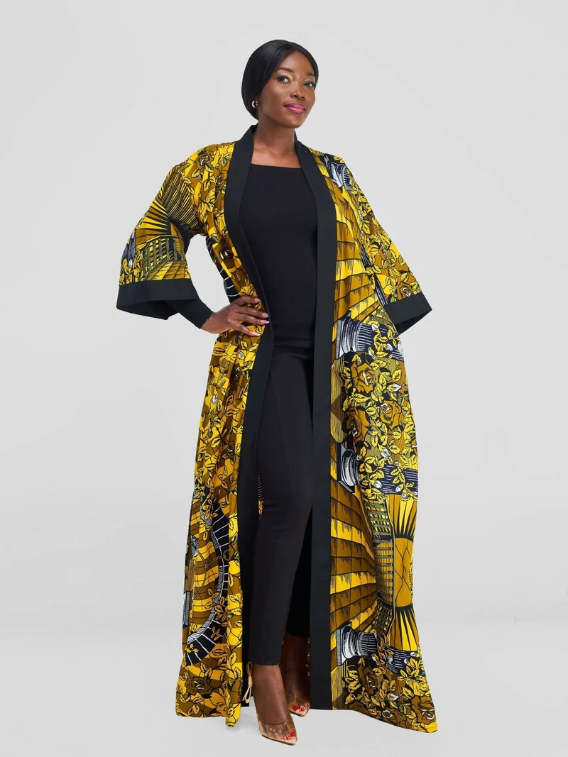 Simbaress Njano Long Kimono - Yellow / Black