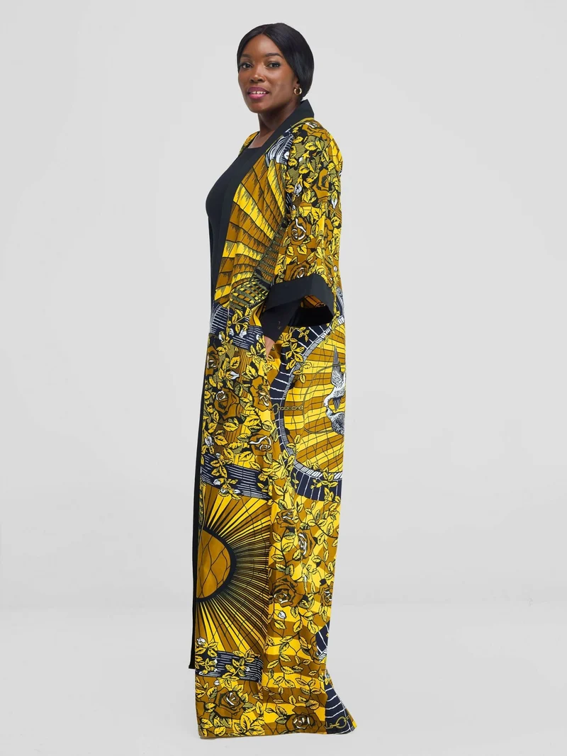 Simbaress Njano Long Kimono - Yellow / Black