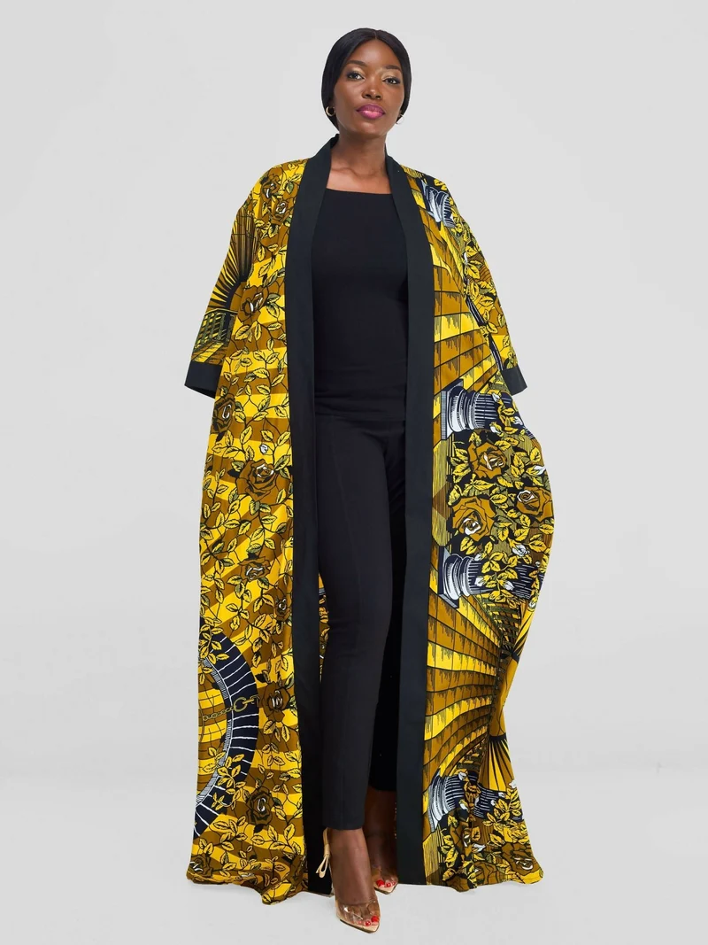 Simbaress Njano Long Kimono - Yellow / Black