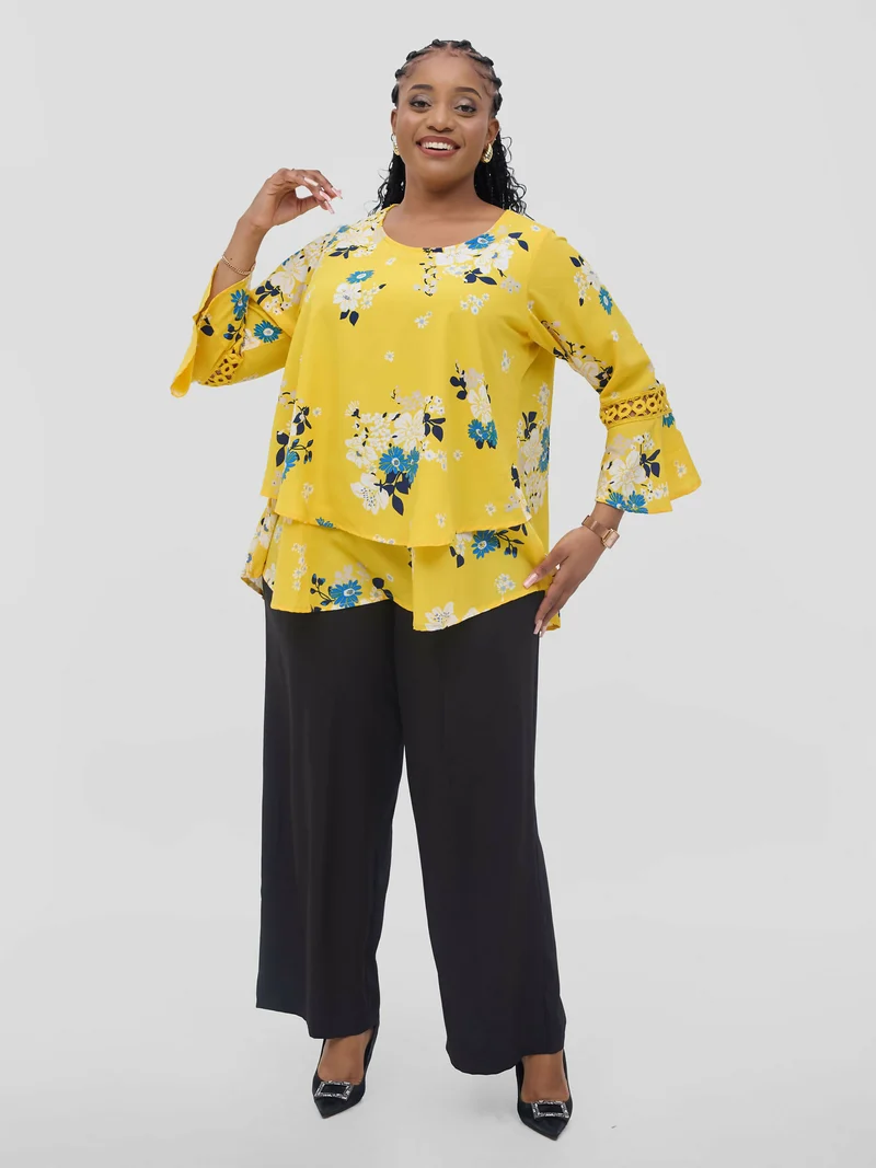 Zuana Floral Printed Top - Yellow