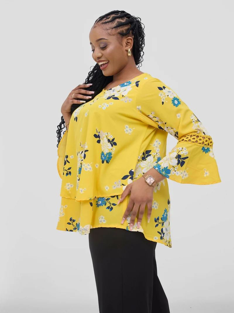 Zuana Floral Printed Top - Yellow