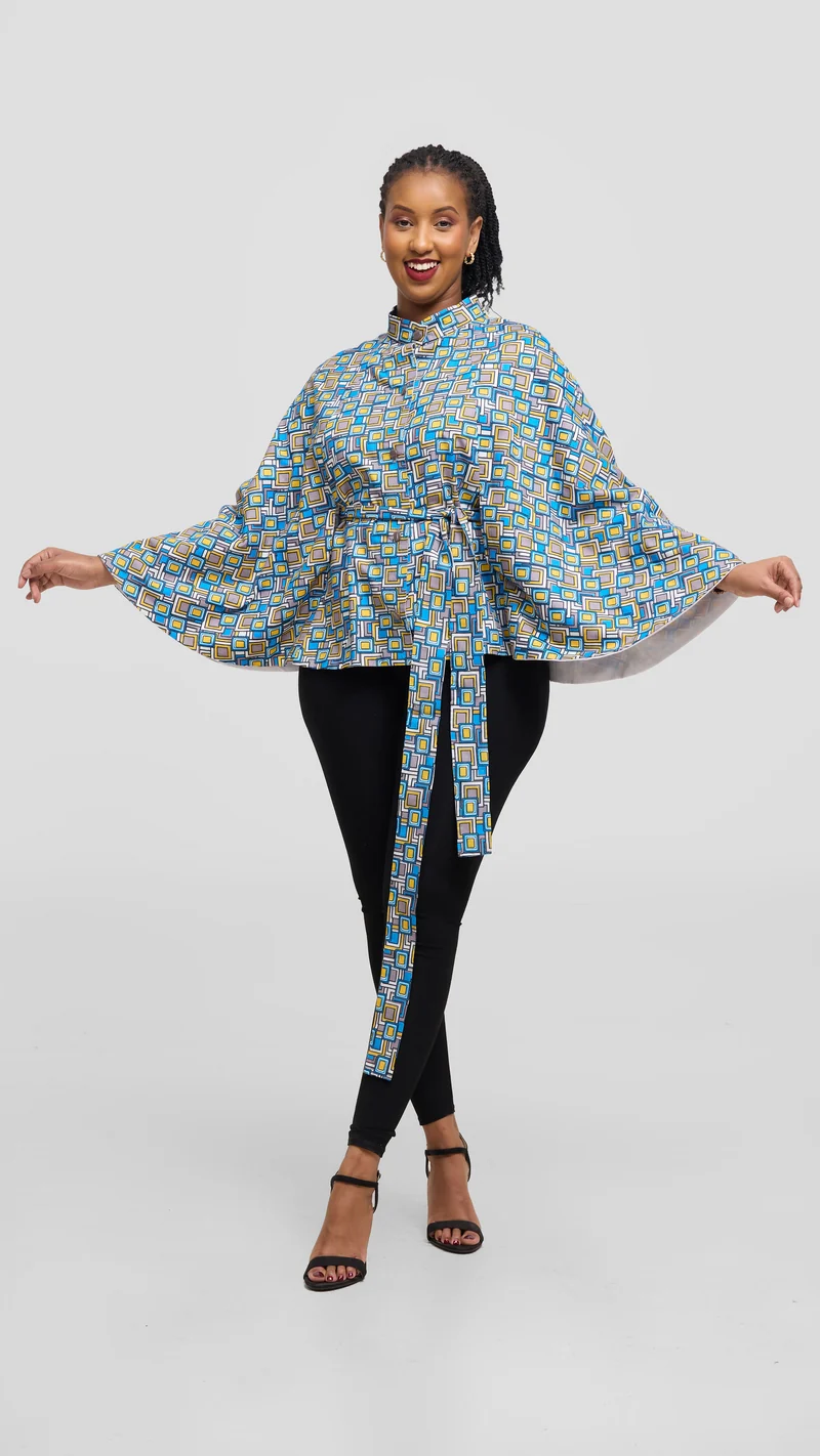 Naburi Classic Cape - Blue / Yellow / Grey