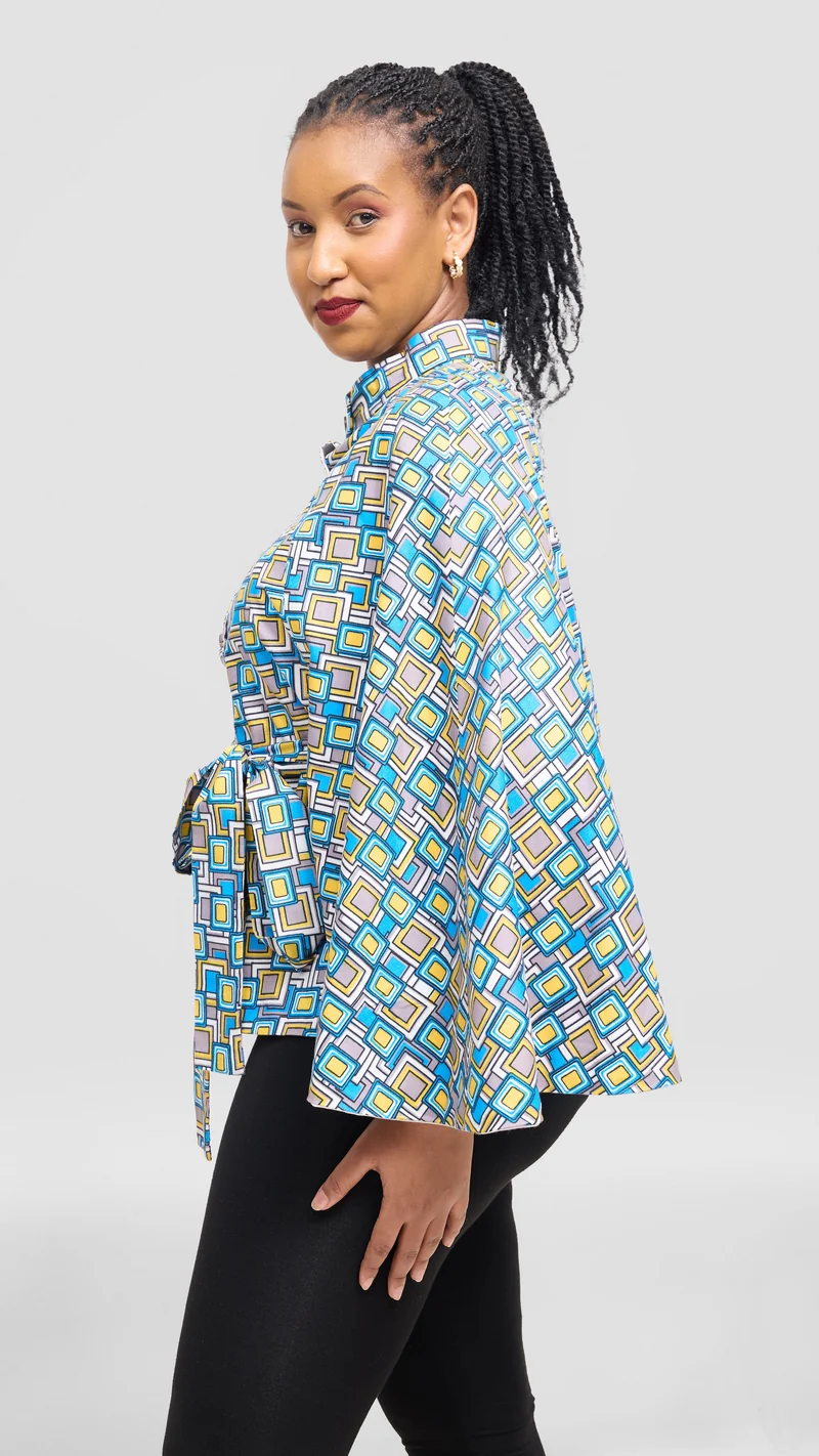 Naburi Classic Cape - Blue / Yellow / Grey