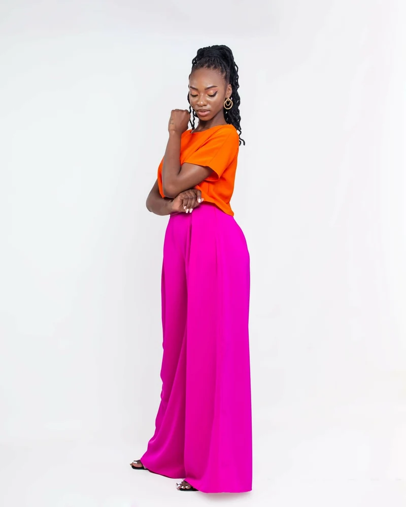 Da'Joy Fashions Elara Pant Set - Orange / Pink