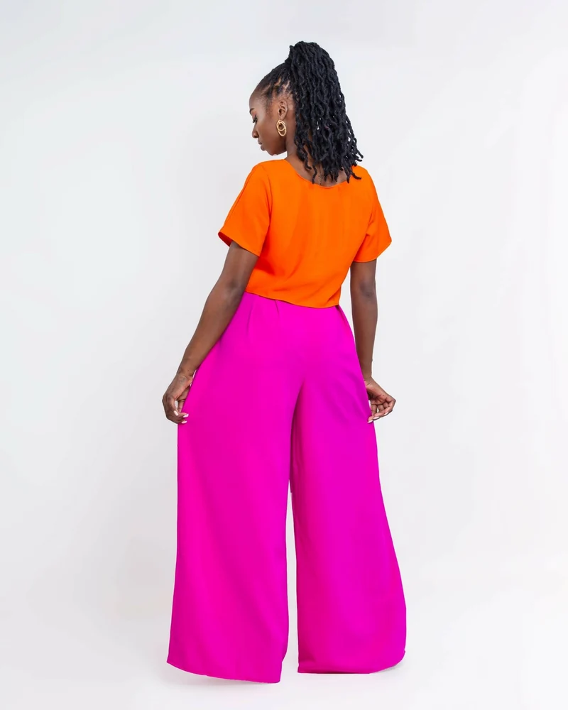 Da'Joy Fashions Elara Pant Set - Orange / Pink