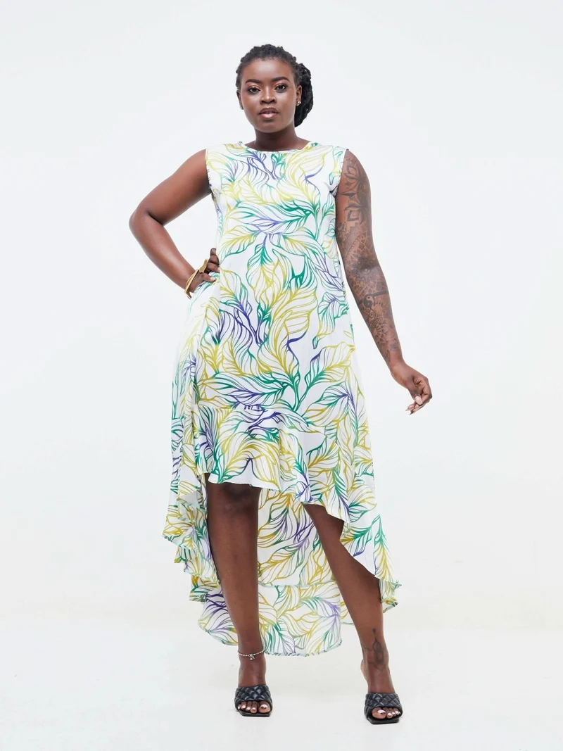 Phyls Collections Lamu Tamu High Low Dress - Green