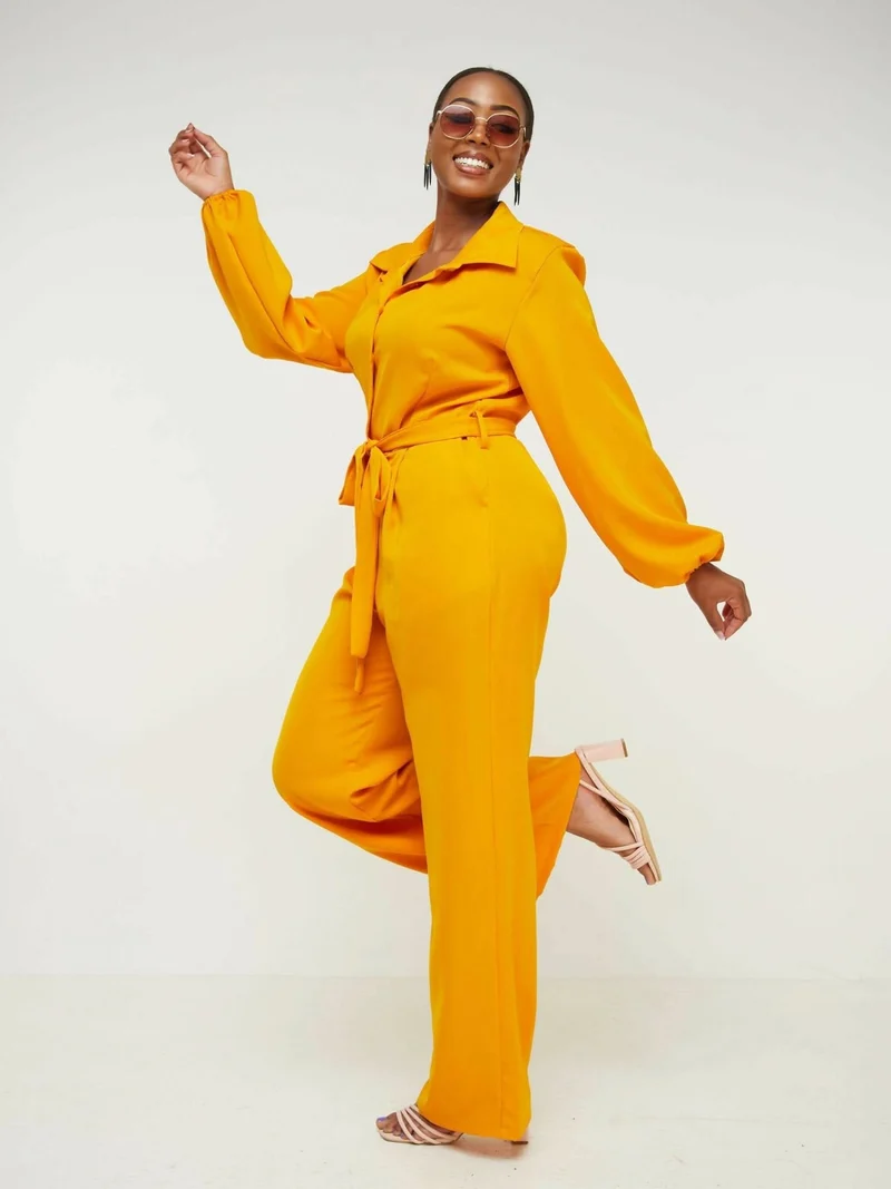 Phyls Collections Diani Jumpsuit - Mustard
