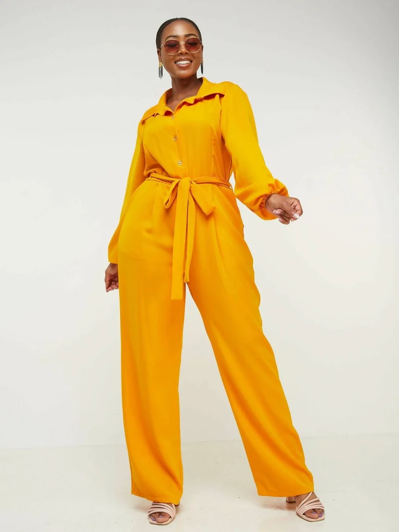 Phyls Collections Diani Jumpsuit - Mustard