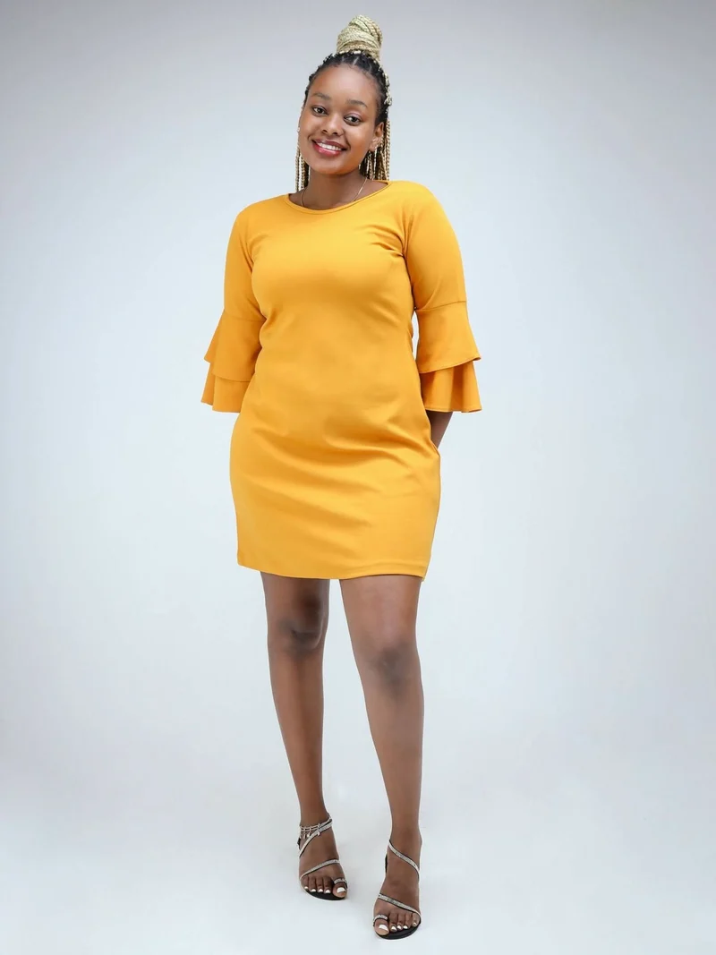 Phyls Collections Zuri Dress - Mustard