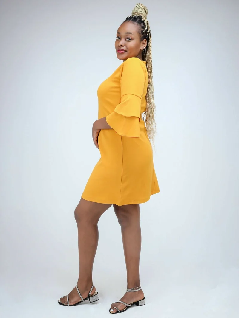 Phyls Collections Zuri Dress - Mustard