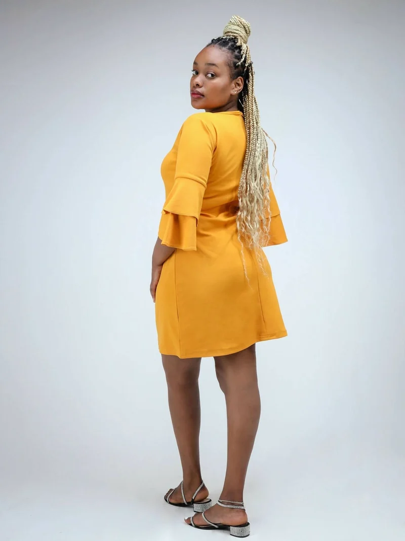 Phyls Collections Zuri Dress - Mustard