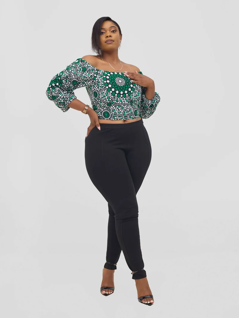 Gravio Fashions Zhuri Off Shoulder Crop Top - Ankara
