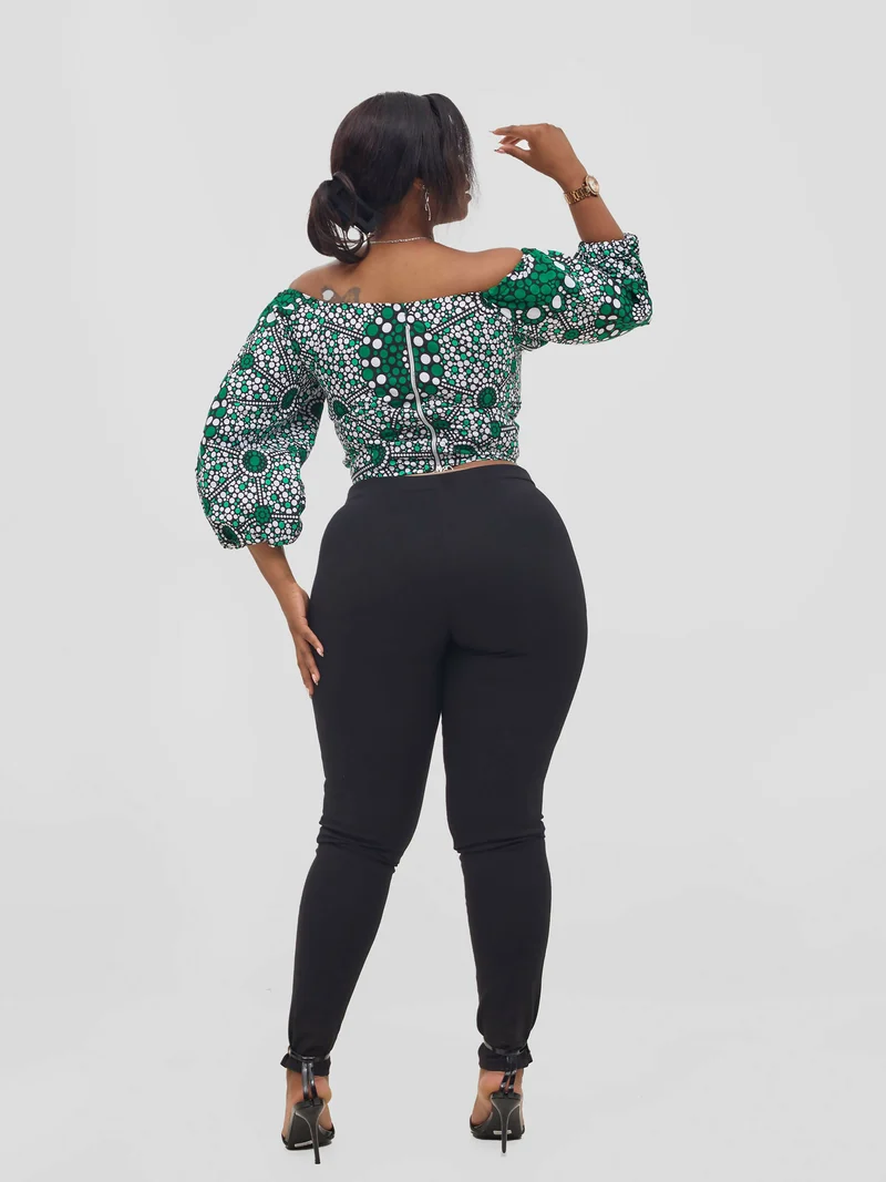 Gravio Fashions Zhuri Off Shoulder Crop Top - Ankara