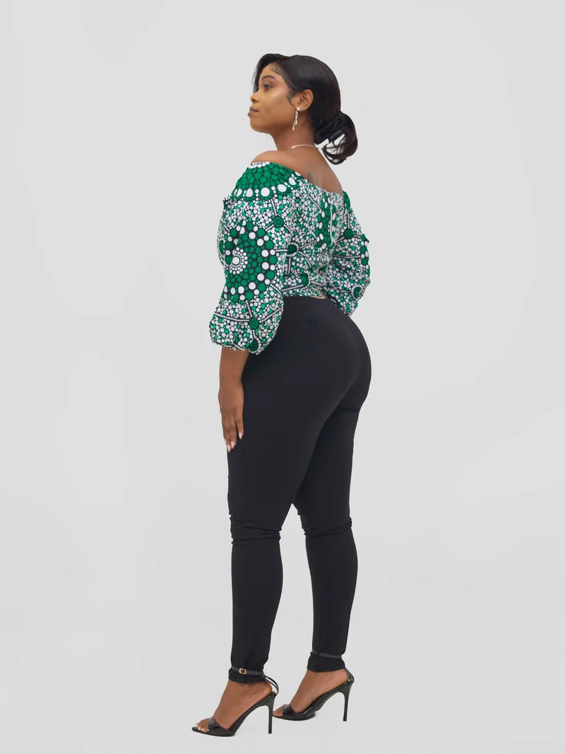 Gravio Fashions Zhuri Off Shoulder Crop Top - Ankara