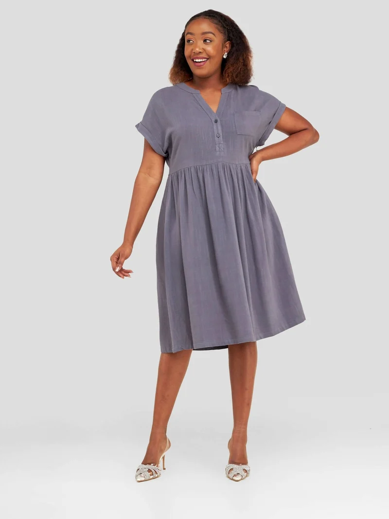 Valuespot Linen Blend Dress - Grey