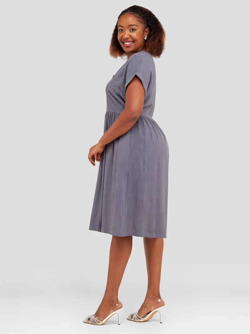 Valuespot Linen Blend Dress - Grey