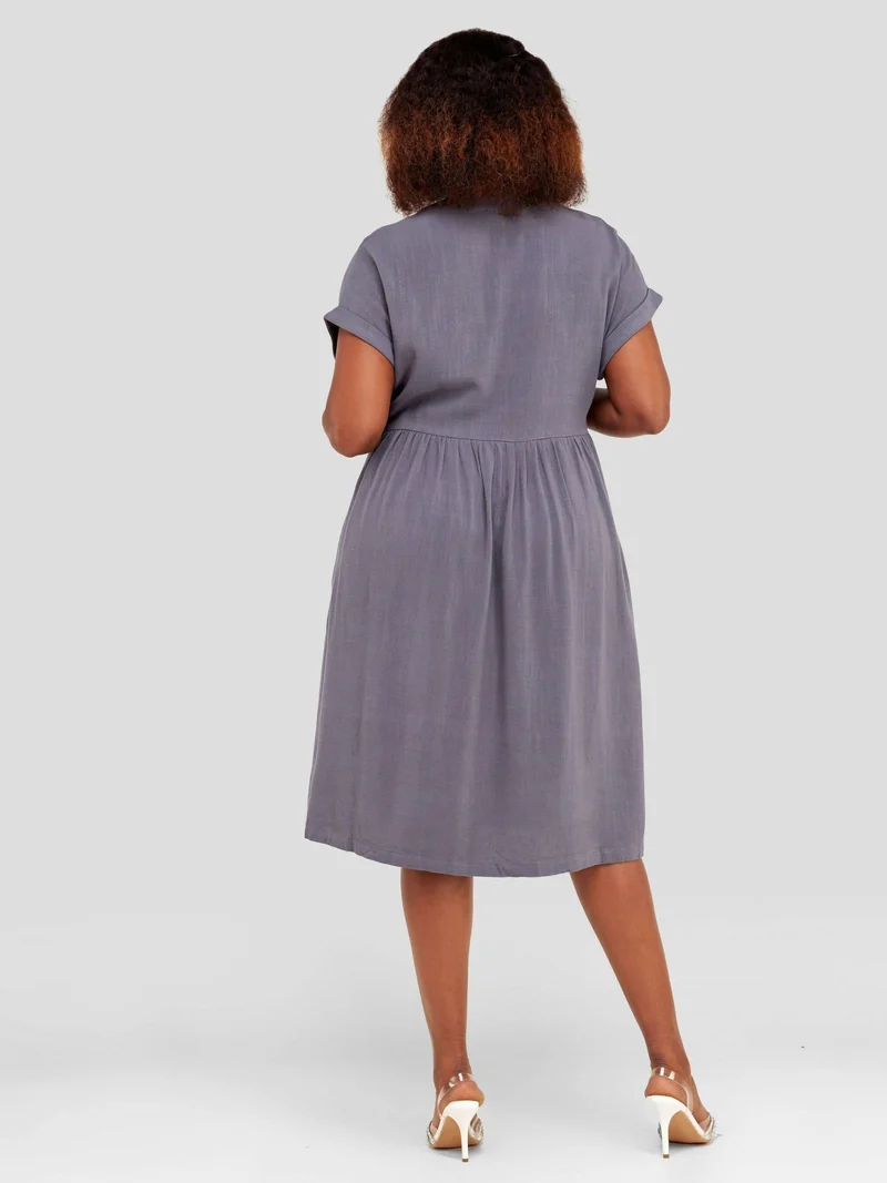 Valuespot Linen Blend Dress - Grey