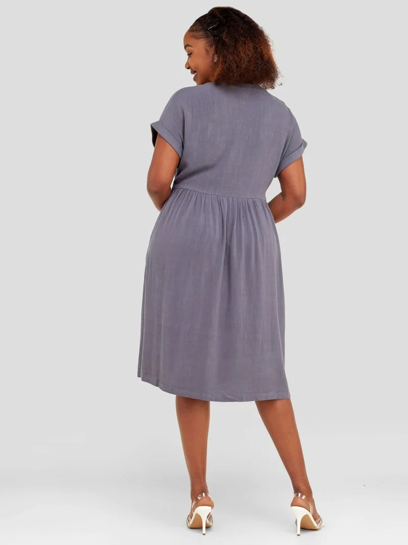 Valuespot Linen Blend Dress - Grey