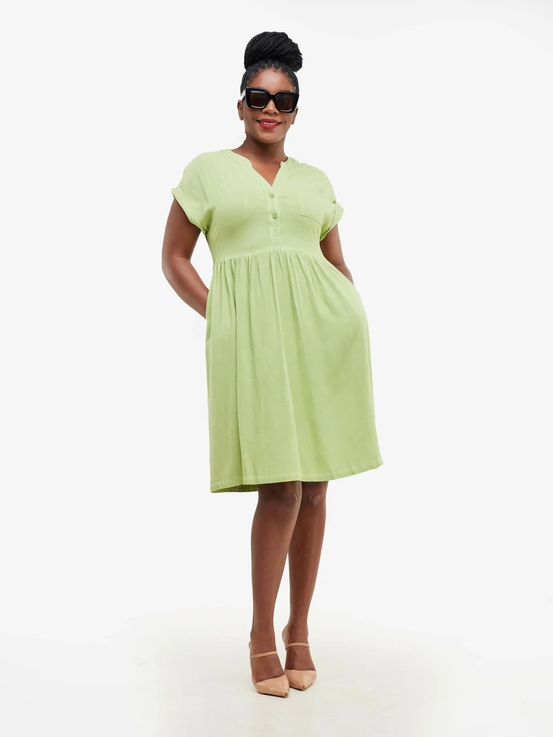 Valuespot Linen Blend Dress - Green