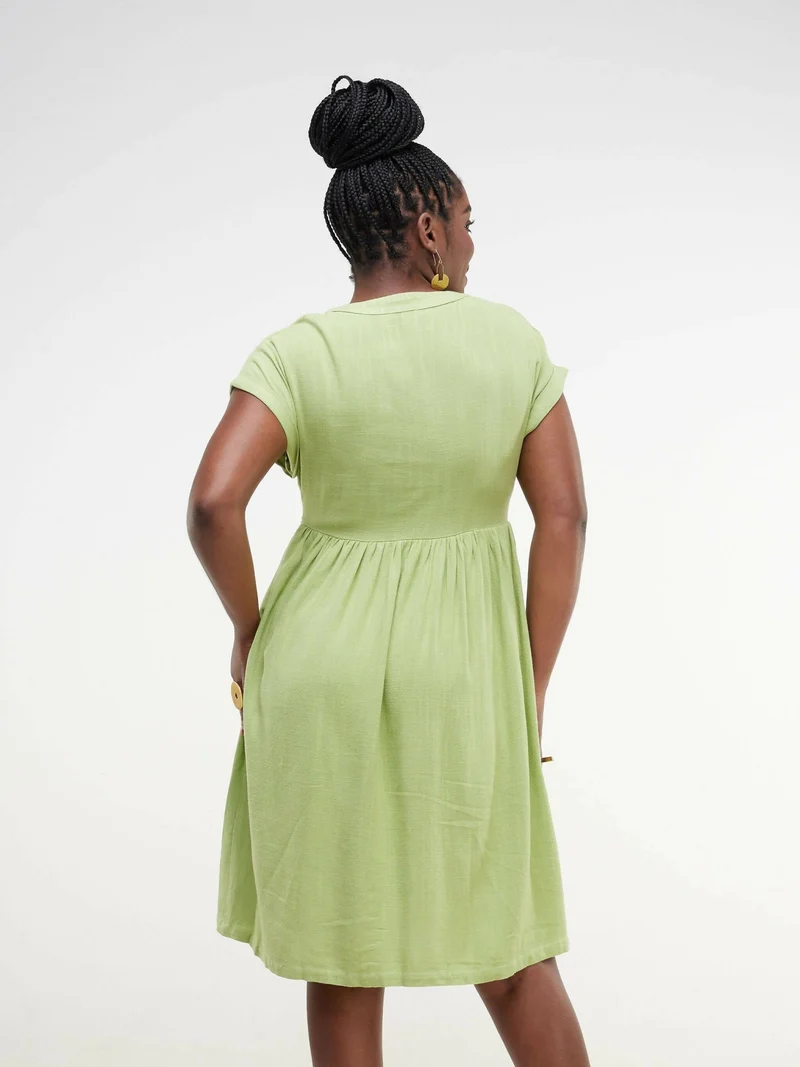 Valuespot Linen Blend Dress - Green