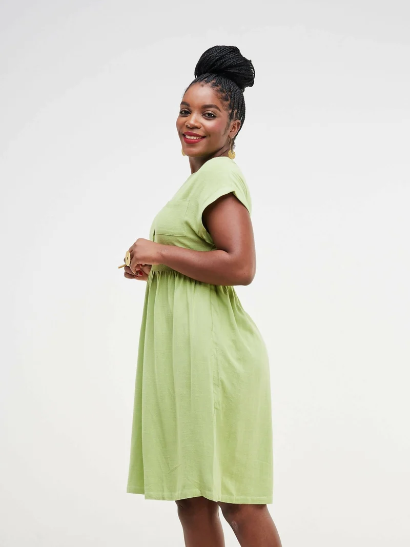 Valuespot Linen Blend Dress - Green