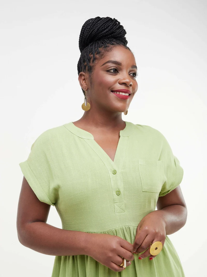 Valuespot Linen Blend Dress - Green