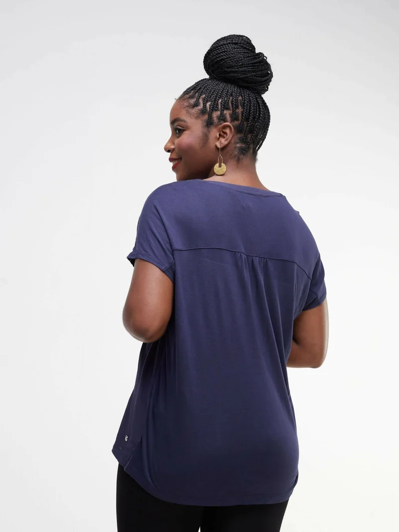 Valuespot Jersey Shirt With Crepe Front - Dark Blue