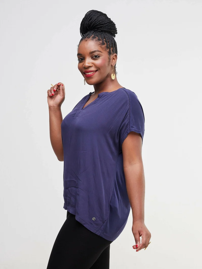 Valuespot Jersey Shirt With Crepe Front - Dark Blue